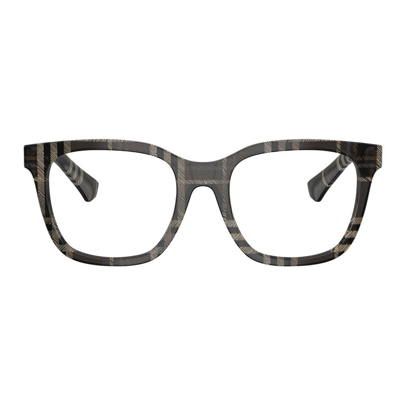 Burberry Eyeglasses Square Full Rim, Check Grey Frame and Clear Demo Lens Lens BE24554199
