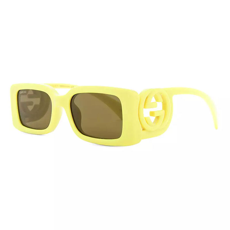 Gucci Sunglasses Square Full Rim, Acid Yellow Frame and Brown Lens GG1325S007
