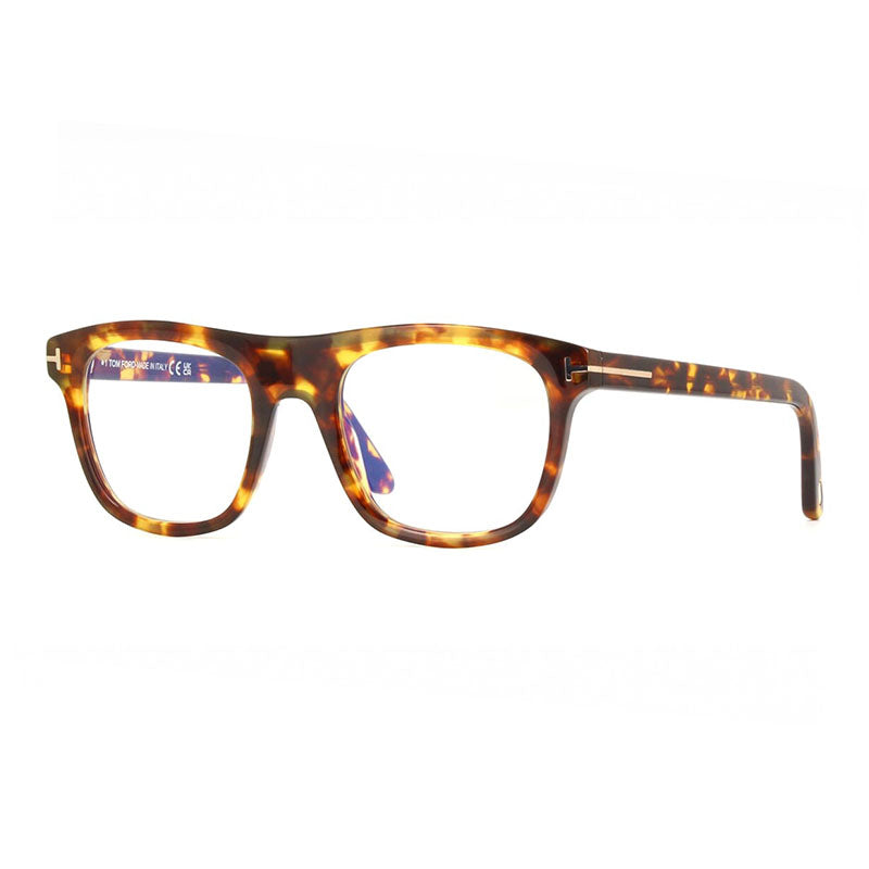Tom Ford Eyeglasses Square Full Rim, Blonde Havana Frame and Clear Blue Light Block Lens FT5939-B053