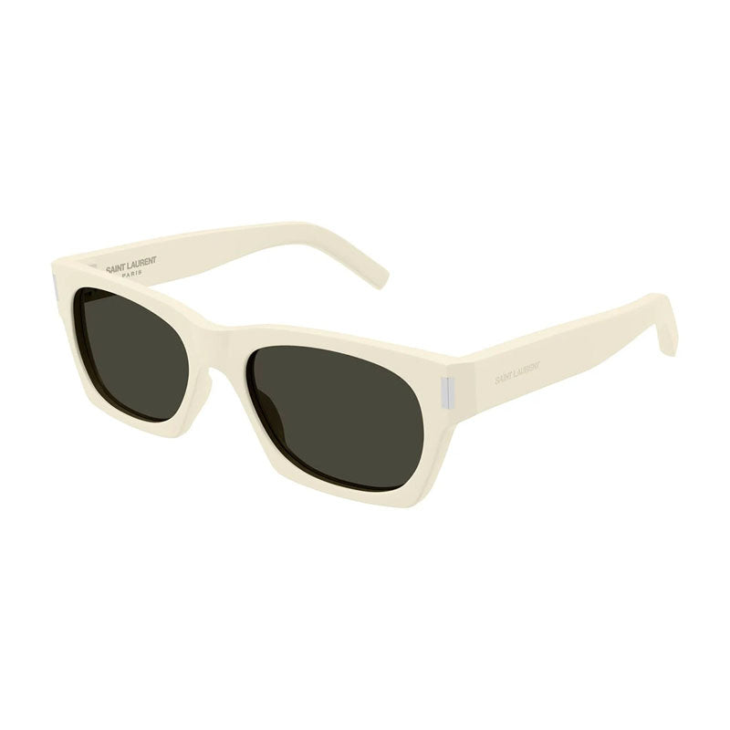 Saint Laurent Sunglasses Square Full Rim, Ivory Frame and Grey Lens SL402020