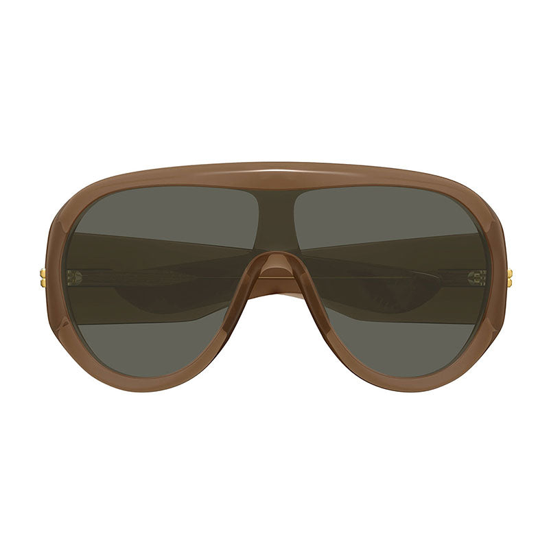 Bottega Veneta Sunglasses Shield Full Rim, Shiny Brown Frame and Grey Lens BV1345S005