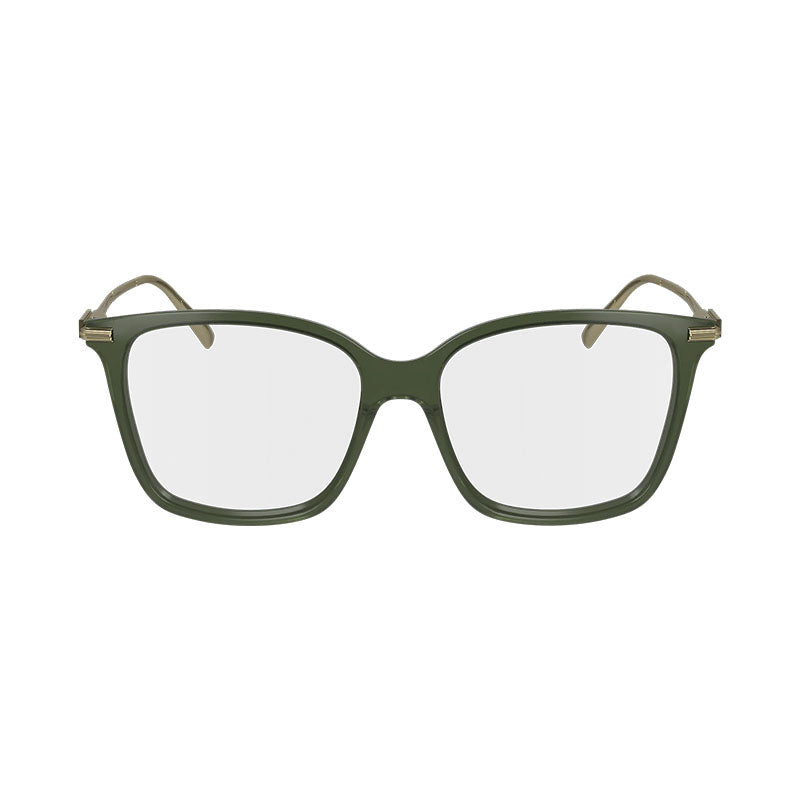Ferragamo Salvatore Ferragamo Eyeglasses Square Full Rim, Transparent Khaki Frame and Clear Demo Lenses Lens SF2992320