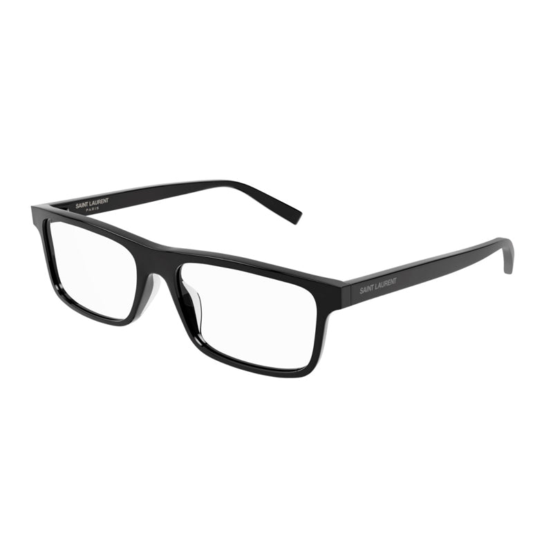 Saint Laurent Eyeglasses Rectangle Full Rim, Black Frame and Clear Demo Lenses Lens SL483001