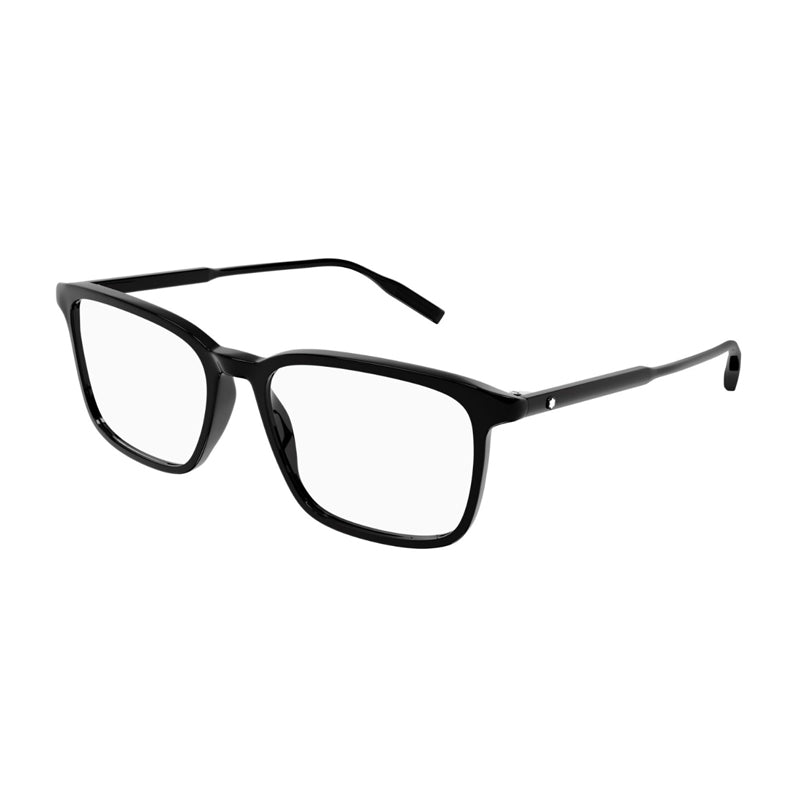 Montblanc Eyeglasses Square Full Rim, Shiny Black Frame and Clear Demo Lens Lens MB0197O001
