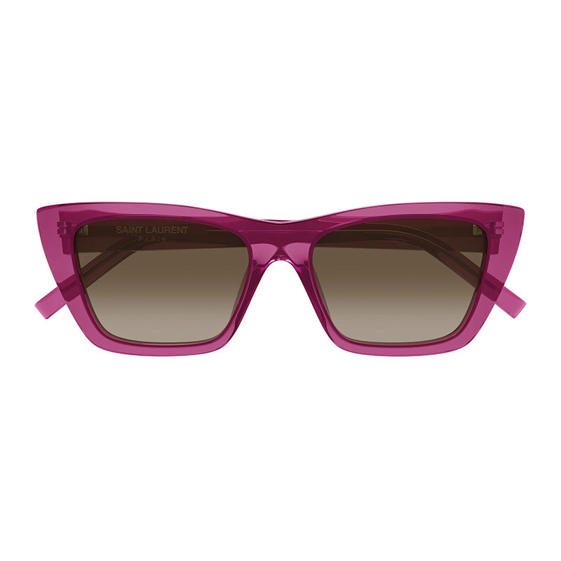 Saint Laurent Sunglasses Cat Eye Full Rim, Transparent Cyclamen Frame and Khaki Gradient Lens SL276MICA061