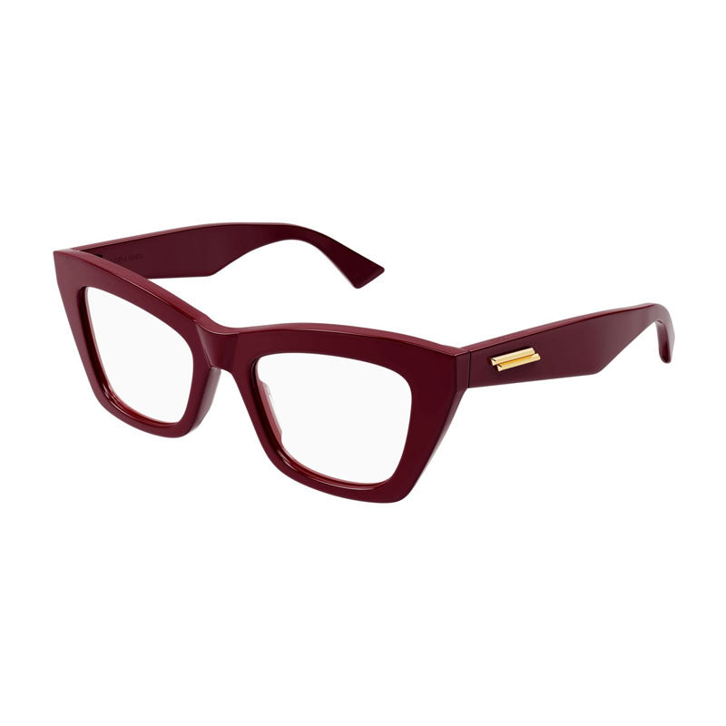 Bottega Veneta Eyeglasses Cat Eye Full Rim, Burgundy Frame and Clear Demo Lenses Lens BV1215O004