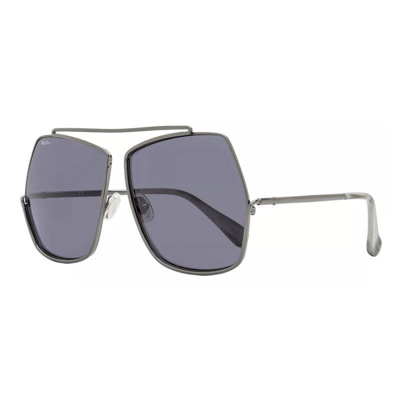 Max Mara Sunglasses Geometric Full Rim, Shiny Gunmetal Frame and Smoke Lens MM000632N