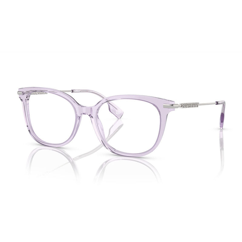 Burberry Eyeglasses Square Full Rim, Transparent Liliac Frame and Clear Demo Lenses Lens BE23914095