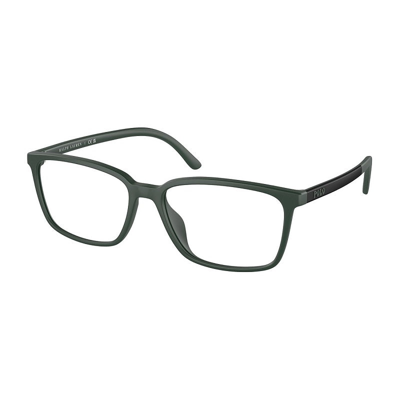 Polo Ralph Lauren Eyeglasses Square Full Rim, Matte Bottle Green Frame and Clear Demo Lenses Lens PH2250U5508