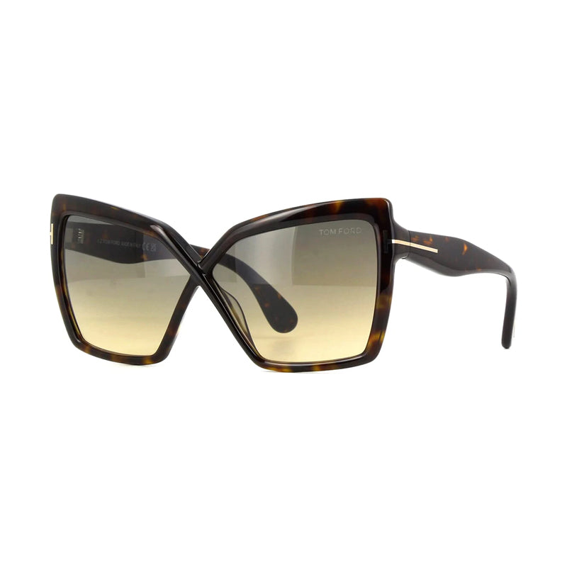 Tom Ford Sunglasses Cat Eye Full Rim, Dark Havana Frame and Smoke Gradient Lens FT119552B