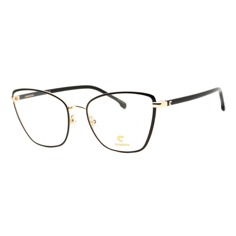 Carrera Eyeglasses Cat Eye Full Rim, Matte Black Gold Frame and Clear Demo Lenses Lens CARRERA30390I4600