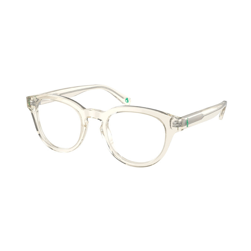 Polo Ralph Lauren Eyeglasses Round Full Rim, Shiny Transparent Pinot Grey Frame and Clear Demo Lenses Lens PH22625034