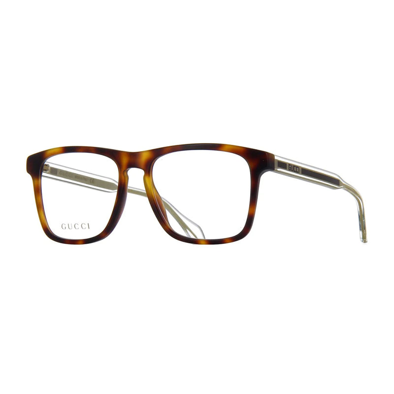 Gucci Eyeglasses Rectangle Full Rim, Havana/Ivory Frame and Clear Demo Lenses Lens GG0561O002