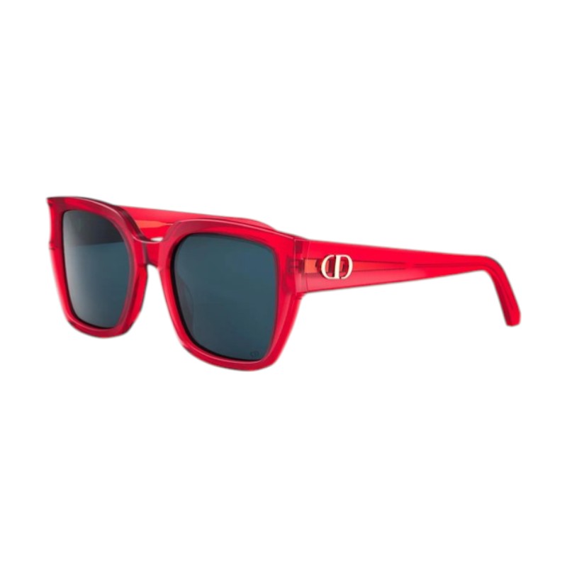 Dior Sunglasses Square Full Rim, Shiny Red Frame and Blue Lens DIORGLOWS1I35B0