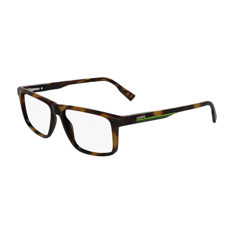 Lacoste Eyeglasses Rectangle Full Rim, Havana Frame and Clear Demo Lenses Lens L2959214