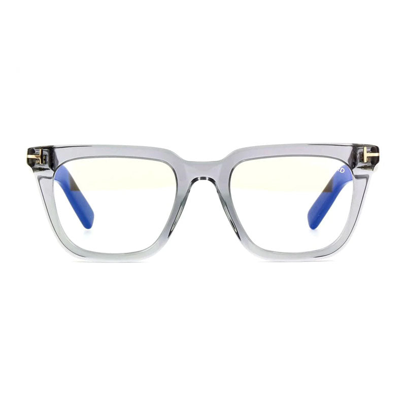 Tom Ford Eyeglasses Square Full Rim, Transparent Grey Frame and Clear Blue Light Block Lens FT5963-B020