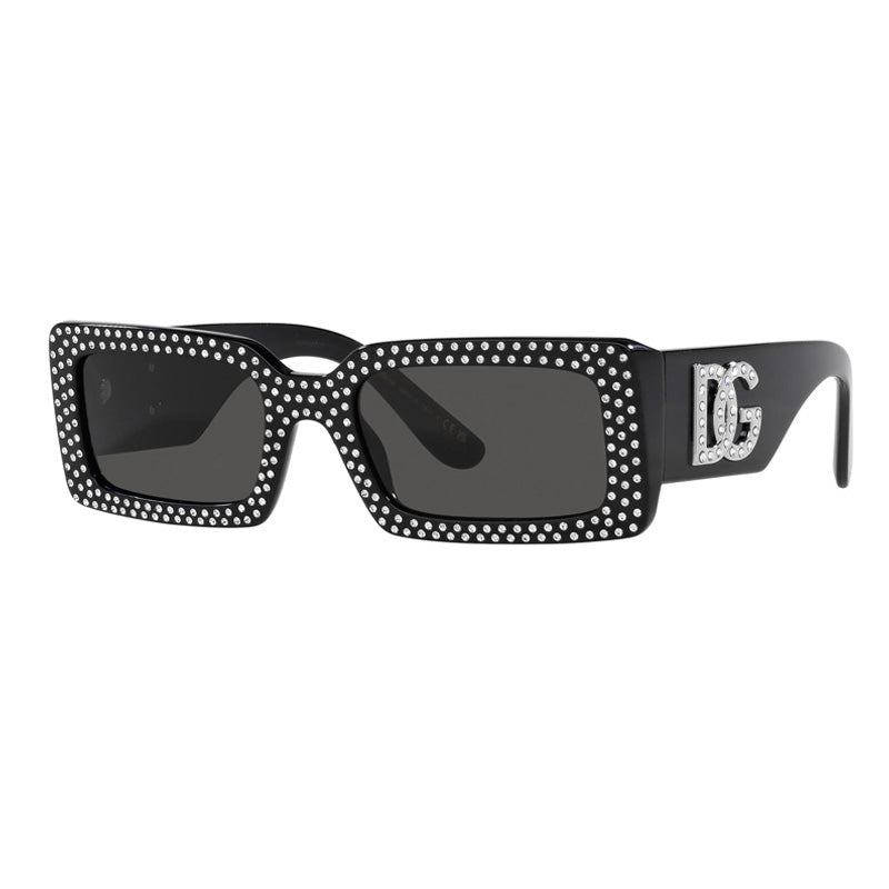 Dolce & Gabbana Sunglasses Rectangle Full Rim, Black Frame and Dark Grey Lens DG4447B501/87