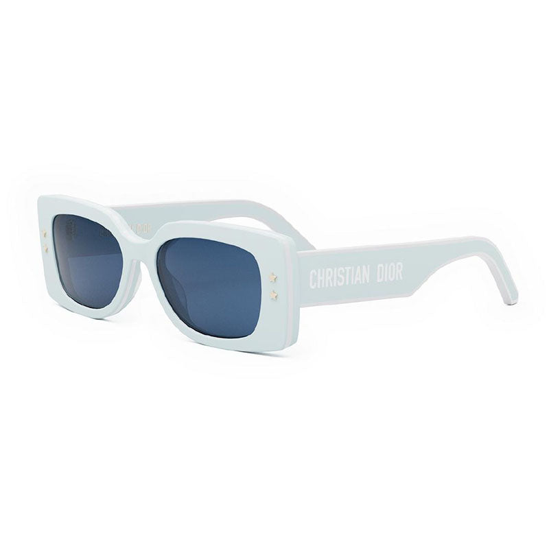 Dior Sunglasses Rectangle Full Rim, Shiny Blue/White Frame and Blue Lens DIORPACIFICS1U80B0