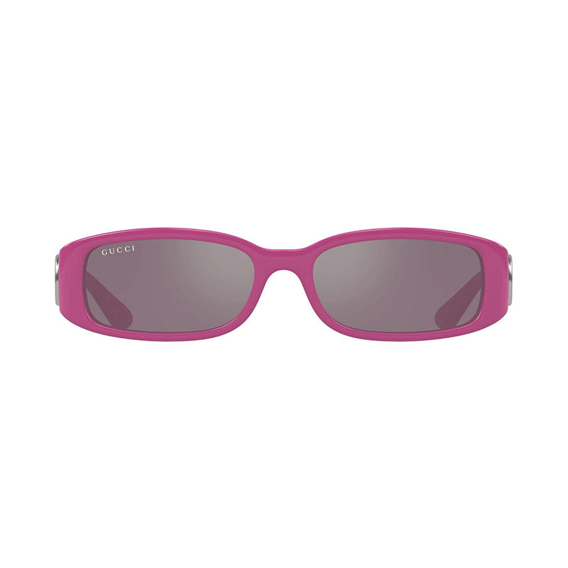 Gucci Sunglasses Rectangle Full Rim, Fuchsia Frame and Pink With Silver Inner Mirror Lens GG1661S004