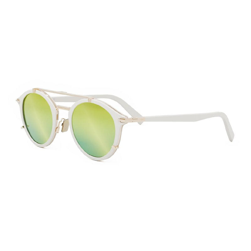 Dior Sunglasses Round Full Rim, Ivory Frame and Green Mirror Lens DIORBLACKSUITR7U95H6