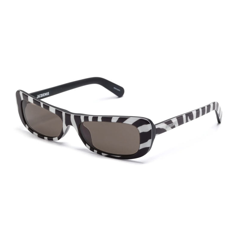 Jacquemus Sunglasses Rectangle Full Rim, Black and White Zebra Frame and Grey Lens JAC/55С8