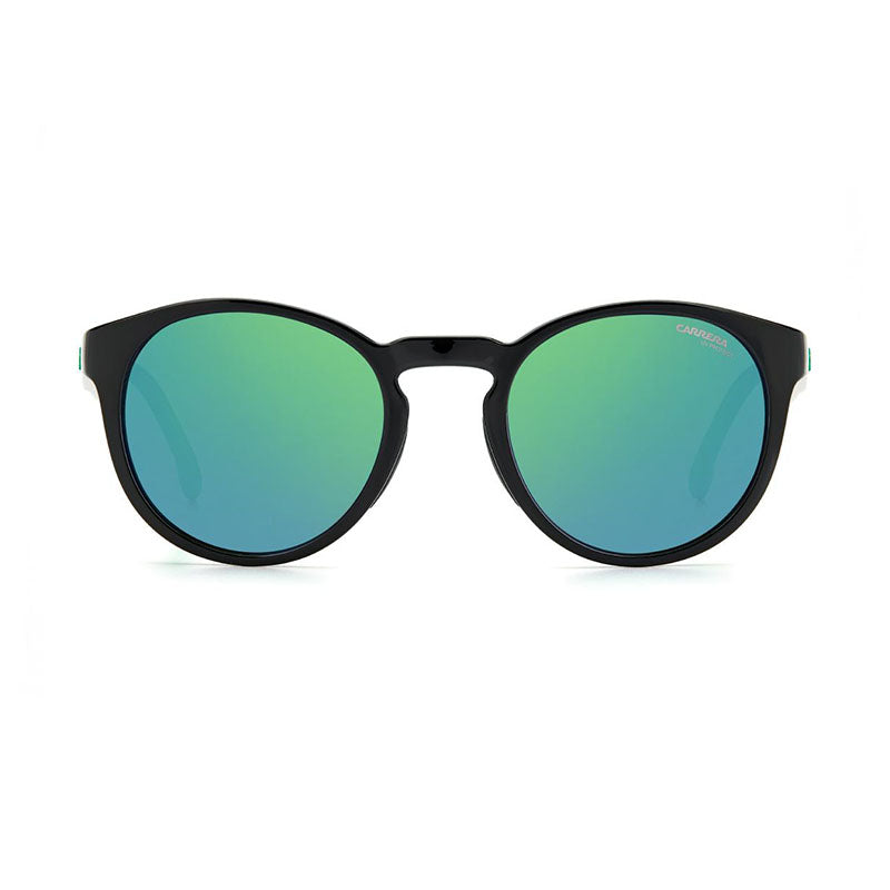 Carrera Sunglasses Round Full Rim, Black Frame and Green Multilayer Mirror Lens CARRERA8056/S07ZJZ9