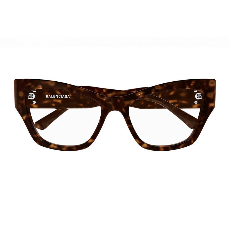 Balenciaga Eyeglasses Cat Eye Full Rim, Havana Frame and Clear Demo Lenses Lens BB0362O002