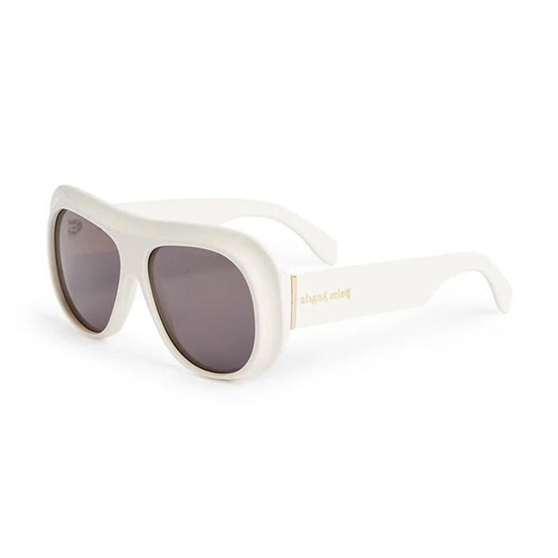 Palm Angels Sunglasses Aviator Full Rim, White Frame and Dark Grey Lens PERI103ELFIN0107