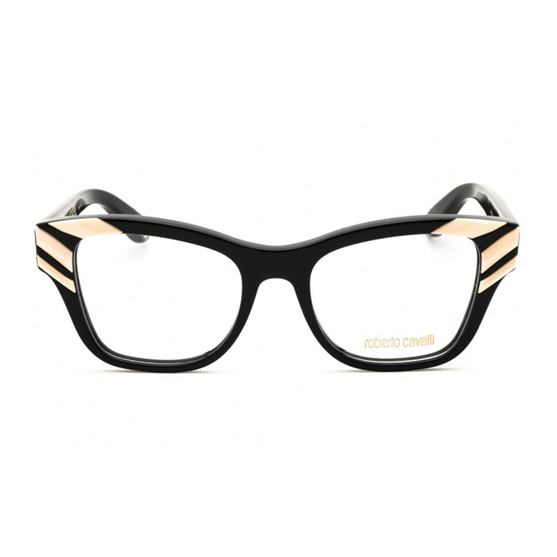 Roberto Cavalli Eyeglasses Rectangle Full Rim, Shiny Black Frame and Clear Demo Lenses Lens VRC025V700Y