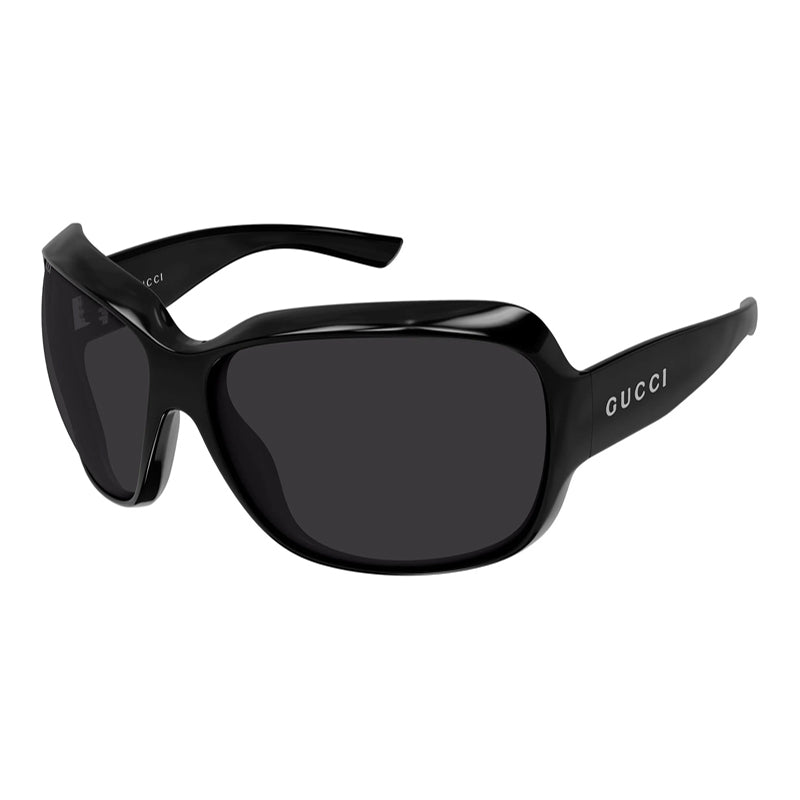 Gucci Sunglasses Rectangle Full Rim, Black Frame and Grey Lens GG2176S001