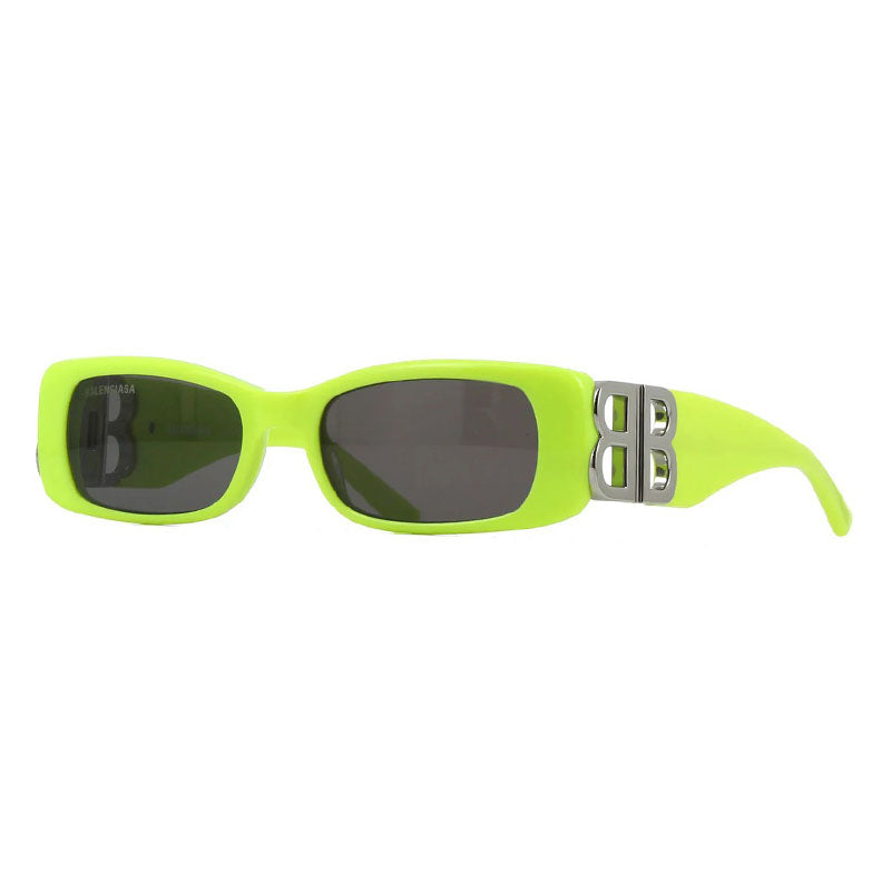 Balenciaga Sunglasses Rectangle Full Rim, Yellow Silver Frame and Grey Lens BB0096S008