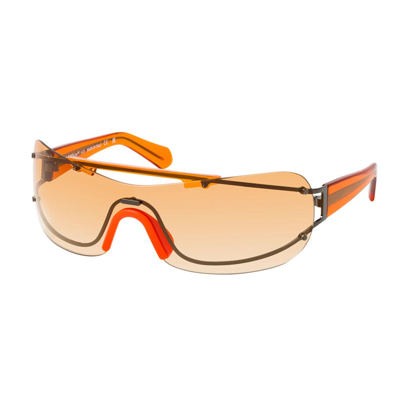 Off-White Sunglasses Shield Rimless, Gunmetal/Orange Frame and Orange Gradient Lens OERI103BIGWHARF7720
