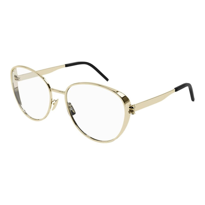 Saint Laurent Eyeglasses Round Full Rim, Gold Frame and Clear Demo Lenses Lens SLM93004
