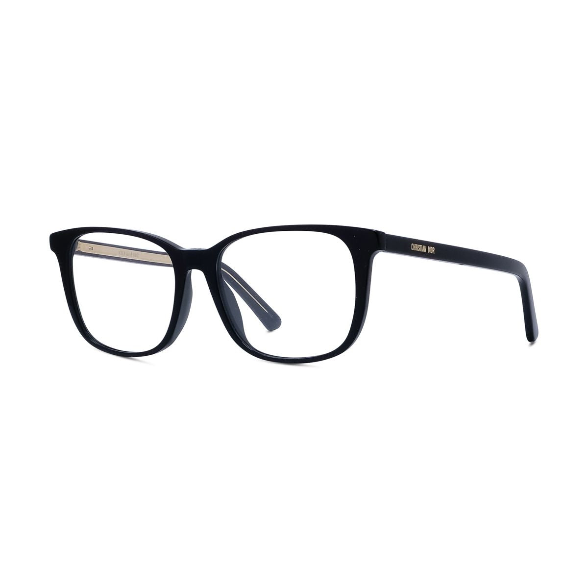 Dior Eyeglasses Square Full Rim, Shiny Black Frame and Clear Demo Lenses Lens DIORSPIRITOS2I1000