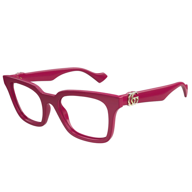 Gucci Eyeglasses Square Full Rim, Shiny Strawberry Red Frame and Clear Demo Lenses Lens GG1728O004