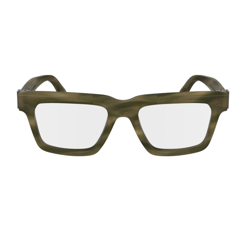 Ferragamo Salvatore Ferragamo Eyeglasses Square Full Rim, Striped Khaki Frame and Clear Demo Lenses Lens SF2995319