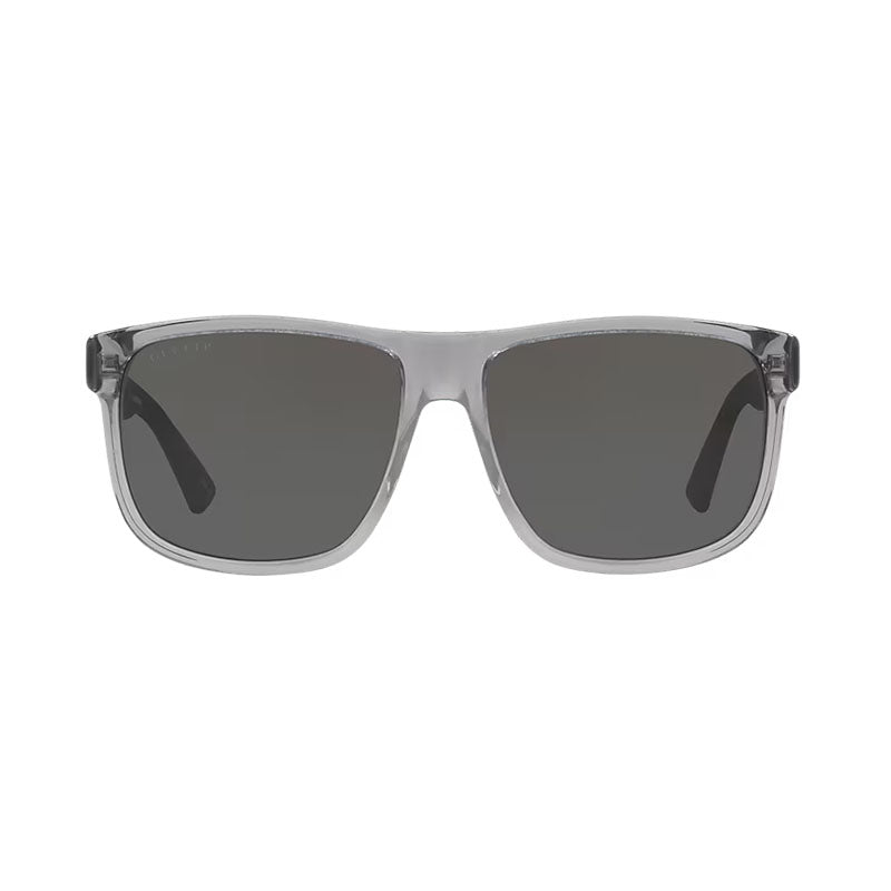 Gucci Sunglasses Square Full Rim, Grey/Black Frame and Grey Polarized Lens GG0010S004
