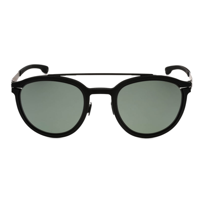 Ic! Berlin Sunglasses Round Full Rim, Black Frame and Grey Lens NO-COMPLYRH0026H480