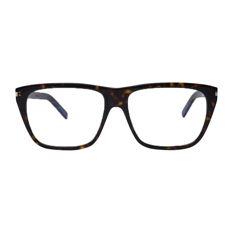 Saint Laurent Eyeglasses Square Full Rim, Dark Havana Frame and Clear Demo Lenses Lens SL434SLIM002