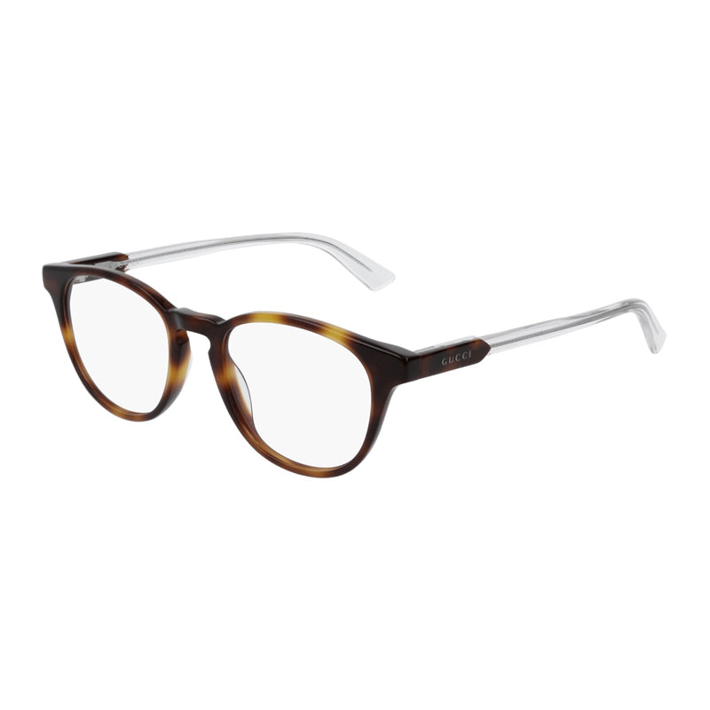 Gucci Eyeglasses Round Full Rim, Havana/Transparent Frame and Clear Demo Lenses Lens GG0491O003