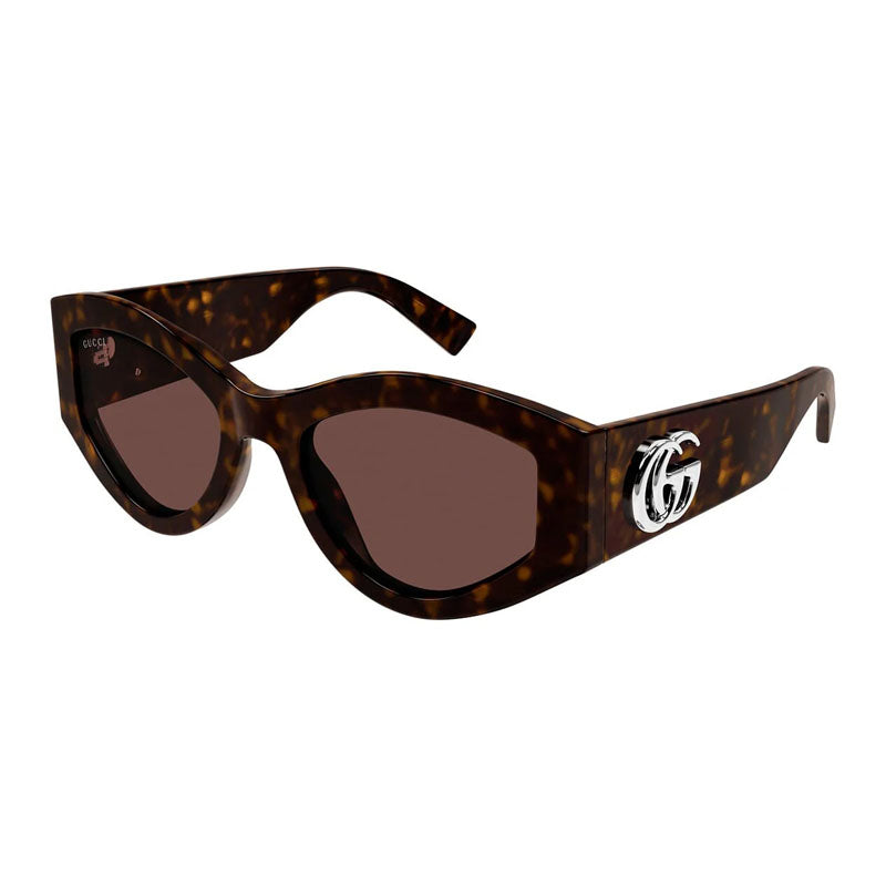 Gucci Sunglasses Cat Eye Full Rim, Havana Frame and Brown Lens GG1951S002