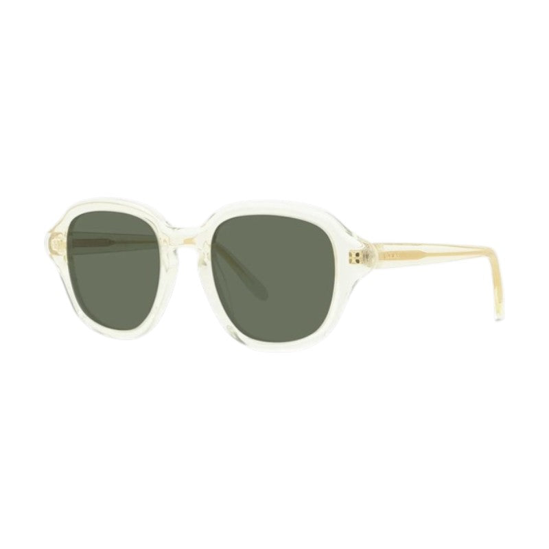 Loewe Sunglasses Square Full Rim, Transparent Yellow Frame and Green Lens LW40163I57N
