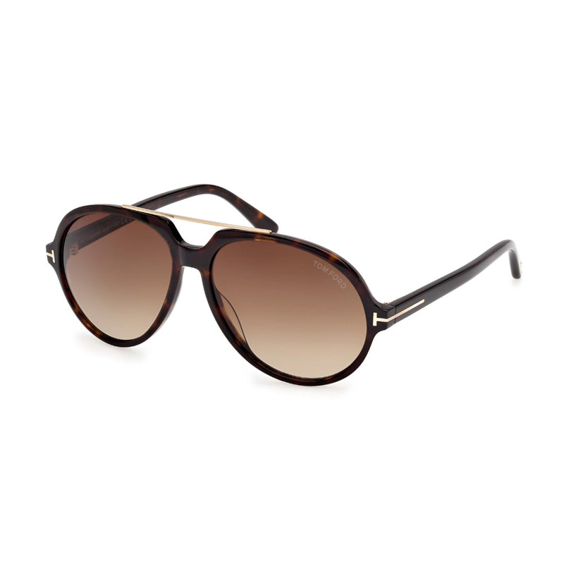 Tom Ford Sunglasses Aviator Full Rim, Dark Havana Frame and Brown Gradient Lens FT121052F