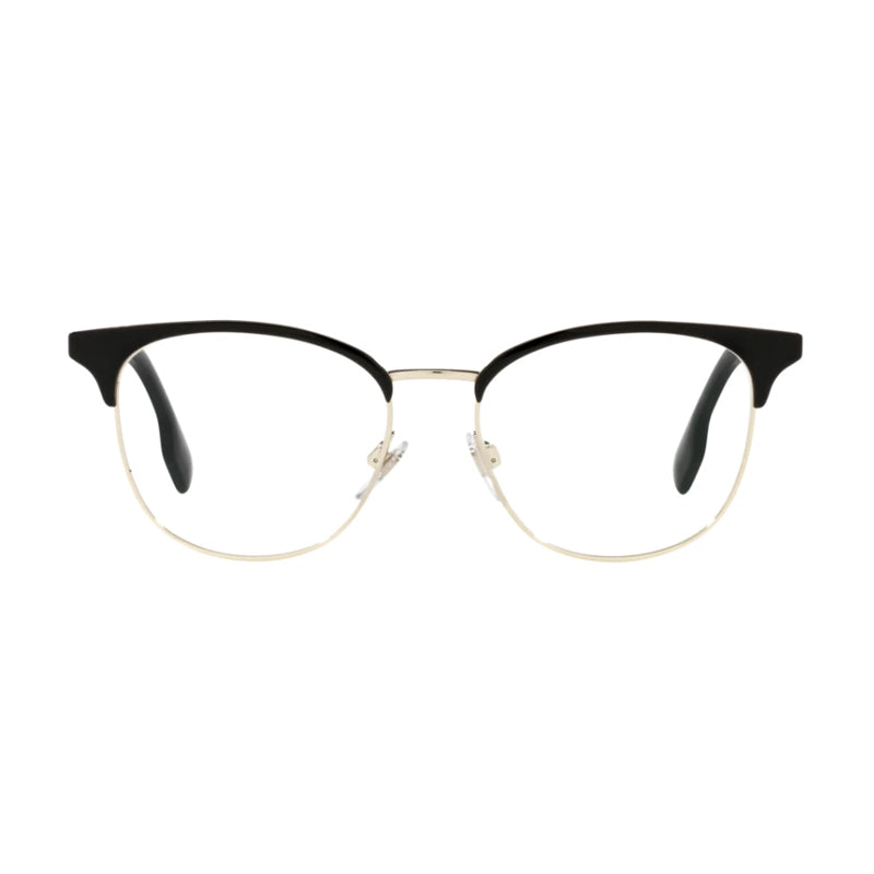 Burberry Eyeglasses Browline Full Rim, Light Gold Frame and Clear Demo Lenses Lens BE13551109