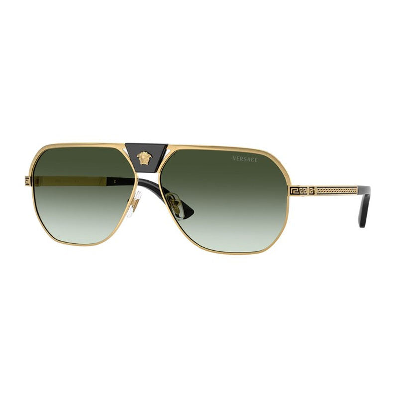 Versace Sunglasses Aviator Full Rim, Gold Frame and Green Gradient Lens VE229410028E