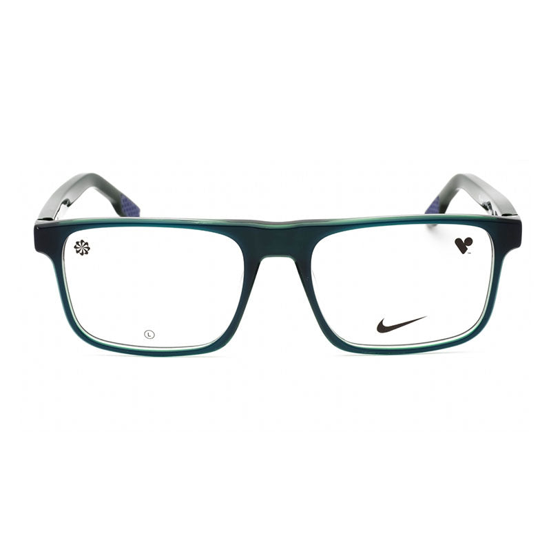 Nike Eyeglasses Square Full Rim, Navy Tri-Laminate Frame and Clear Demo Lenses Lens NIKE7161414
