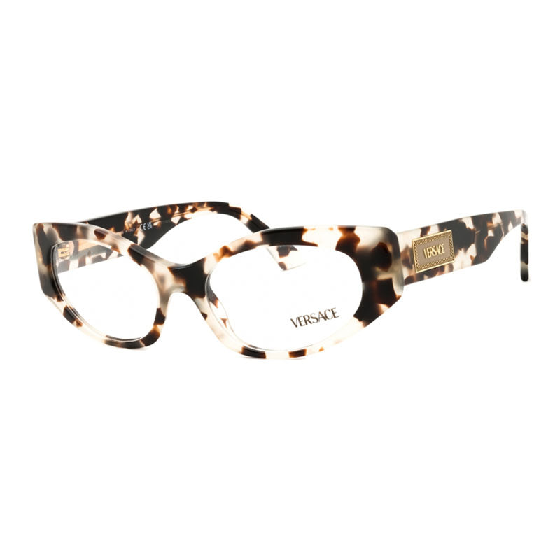 Versace Eyeglasses Oval Full Rim, Havana Grey Frame and Clear Demo Lenses Lens VE33695498
