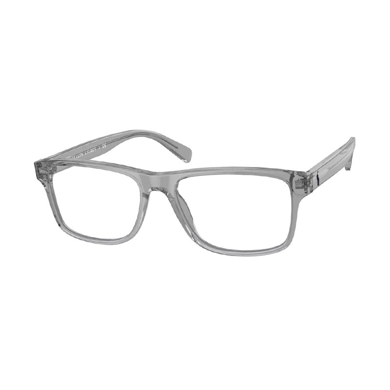 Polo Ralph Lauren Eyeglasses Rectangle Full Rim, Transparent Grey Frame and Clear Demo Lenses Lens PH22235111