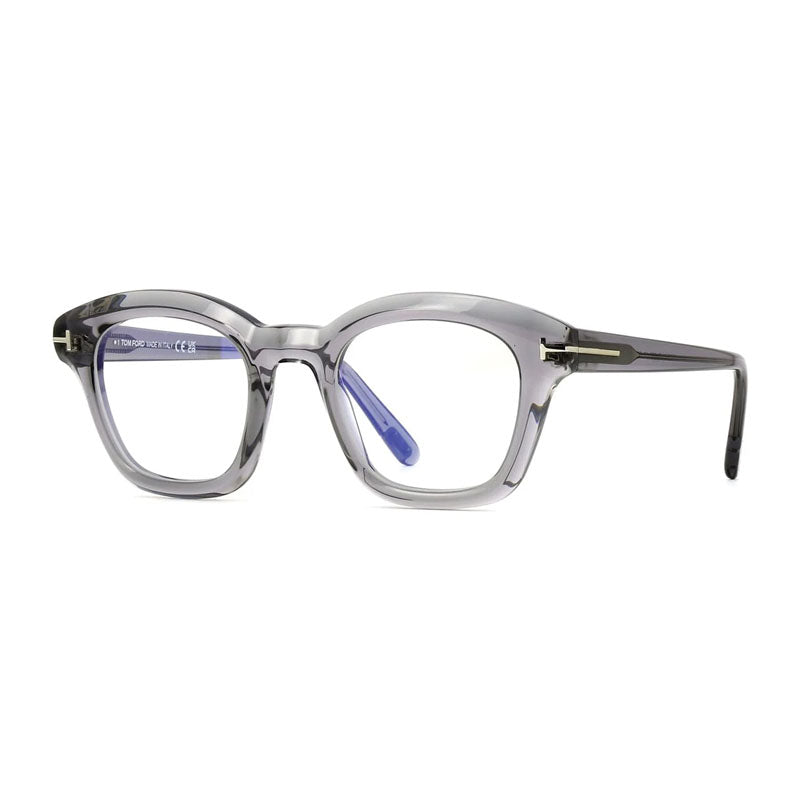 Tom Ford Eyeglasses Oval Full Rim, Transparent Grey Frame and Clear Blue Light Block Lens FT5961-B020