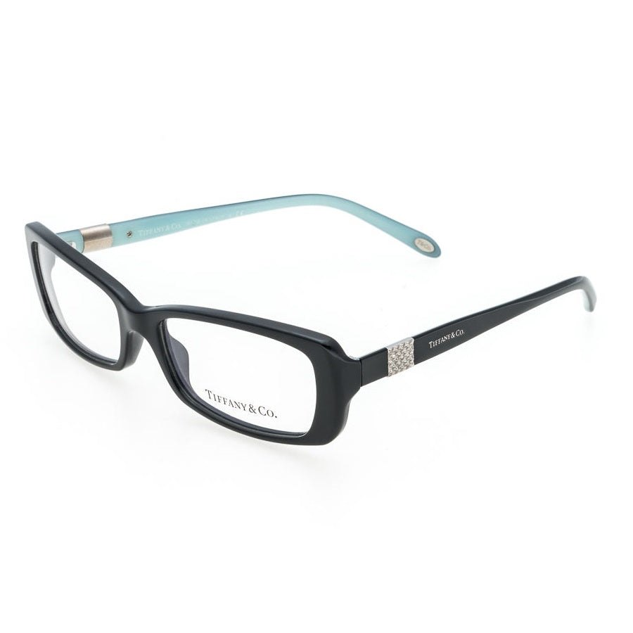 Tiffany & Co. Eyeglasses Rectangle Full Rim, Black Frame and Clear Demo Lenses Lens TF2070-B8001